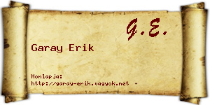 Garay Erik névjegykártya